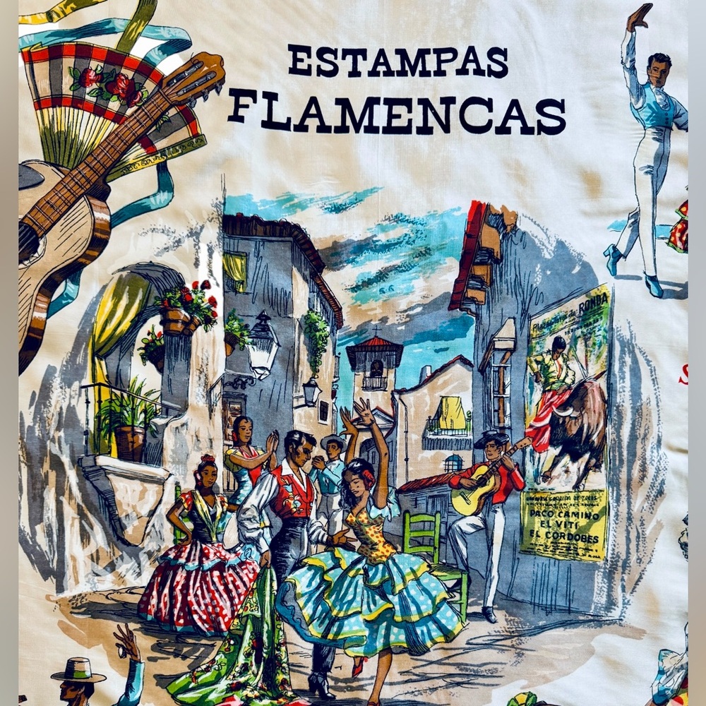 VINTAGE Spanish Flamenca Souvenir Scarf
